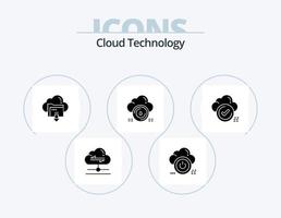 pack d'icônes de glyphe de technologie cloud 5 conception d'icônes. nuage. sécurisé. désactivé. sûr. nuage vecteur