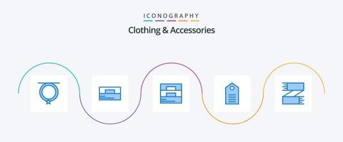 pack d'icônes bleu 5 vêtements et accessoires comprenant une écharpe. magasin de vêtements. vêtements. vêtements. porter vecteur