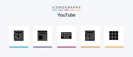 pack d'icônes youtube glyph 5, y compris l'interface utilisateur. ui. clavier. globe. basique. conception d'icônes créatives vecteur