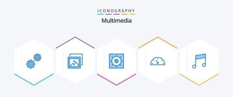 pack d'icônes multimédia bleu 25 comprenant. . préférences. note. clé vecteur