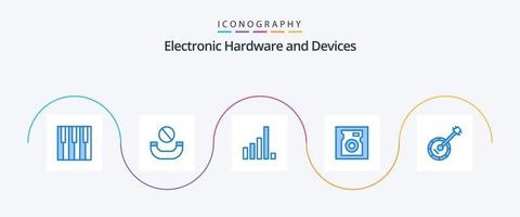 appareils bleu 5 pack d'icônes comprenant de la musique. banjo. connexion. l'audio. conduire vecteur