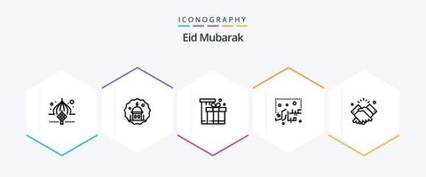 pack d'icônes eid mubarak 25 lignes comprenant la typographie. aïd. aïd. achats. emballer vecteur