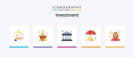 pack d'icônes d'investissement plat 5, y compris l'enseignant. investissement. commercial. éducation. investissement. conception d'icônes créatives vecteur