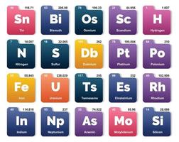 20 tableau préodique de la conception du pack d'icônes d'éléments vecteur
