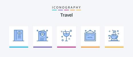 pack d'icônes de voyage bleu 5, y compris le gril. un barbecue. cocktail. barbecue. signe. conception d'icônes créatives vecteur