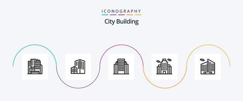 pack d'icônes de la ligne 5 de la construction de la ville, y compris. ness. ville. bureau vecteur