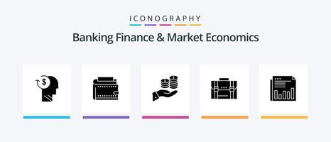 pack d'icônes glyphe 5 de finance bancaire et d'économie de marché, y compris guardar. économie. finance. pièce de monnaie. des économies. conception d'icônes créatives vecteur