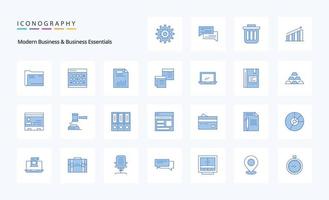 pack d'icônes bleues de 25 affaires et affaires modernes vecteur