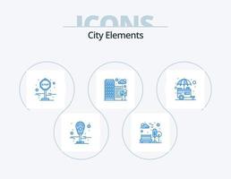éléments de la ville pack d'icônes bleues 5 conception d'icônes. rue. décrochage. voyage. nourriture. loger vecteur