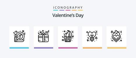 pack d'icônes ligne 5 de la saint valentin comprenant des coeurs. mariage. cœur. aimer. mallette. conception d'icônes créatives vecteur