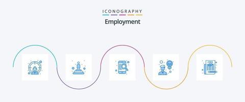 pack d'icônes bleues de l'emploi 5, y compris le travail. utilisateur. trouver. idée. la créativité vecteur