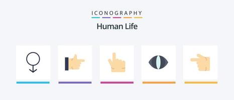 pack d'icônes humain plat 5 comprenant. gauche. main. main. doigt. conception d'icônes créatives vecteur