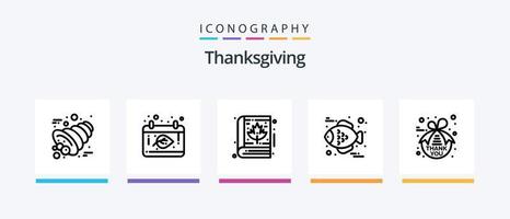 pack d'icônes de la ligne 5 de thanksgiving, y compris la nourriture. action de grâces. cerise. vacances. automne. conception d'icônes créatives vecteur