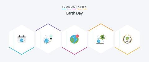 pack d'icônes plates du jour de la terre 25, y compris l'agriculture. jour. ampoule. Terre. monde vecteur