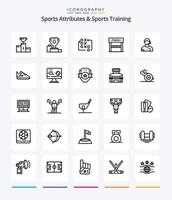 attributs sportifs créatifs et entraînement sportif 25 pack d'icônes de contour tels que juge de ligne. football. tactique. arbitre. sport vecteur