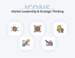 leadership sur le marché et ligne de pensée stratégique rempli pack d'icônes 5 conception d'icônes. identité. cloner. homme. doubler vecteur