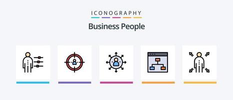 ligne de gens d'affaires remplie de 5 packs d'icônes, y compris l'employé. capacités. optimisation. partager. personnes. conception d'icônes créatives vecteur