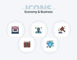 pack d'icônes remplies d'économie et de ligne d'affaires 5 conception d'icônes. document. monde. bancaire. utilisateur. communication vecteur