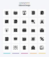 conception éditoriale créative pack d'icônes noires solides de 25 glyphes tels que créatif. document. ai. conception. designer vecteur