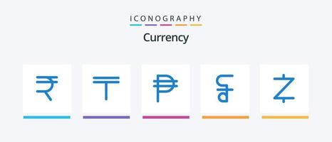pack d'icônes de 5 devises bleues, y compris la crypto-monnaie. zcash. monnaie. espèces. pièce de monnaie. conception d'icônes créatives vecteur