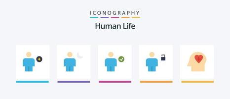 pack d'icônes humain plat 5, y compris humain. avatar. lune. fait. vérifier. conception d'icônes créatives vecteur