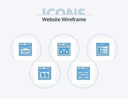 pack d'icônes bleu filaire de site Web 5 conception d'icônes. site Internet. page. page d'erreur d'erreur. l'Internet. l'Internet vecteur