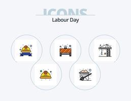 pack d'icônes remplies de ligne de la fête du travail 5 conception d'icônes. travail. communiste. construction. engrenage. travail vecteur
