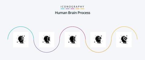 pack d'icônes de glyphe de processus de cerveau humain 5 comprenant la tête. esprit. humain. se détendre. équilibre vecteur