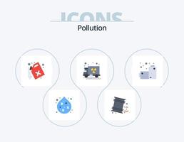 pack d'icônes plates pollution 5 conception d'icônes. . gaz. gaz. batteries. pollution vecteur
