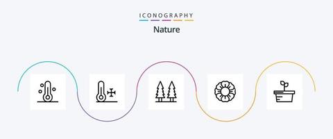 pack d'icônes ligne nature 5 comprenant. fleur. usine vecteur