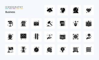 pack d'icônes de 25 glyphes solides d'affaires vecteur