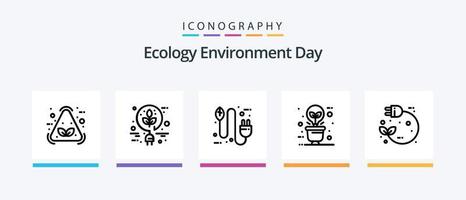 Pack d'icônes de la ligne écologique 5, y compris l'alimentation. électrique. station-essence. éco. éco. conception d'icônes créatives vecteur