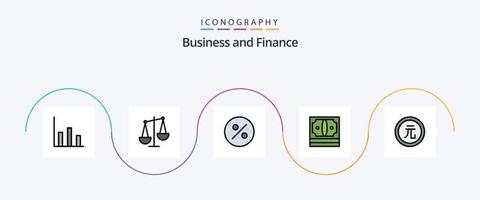 ligne de finance remplie de pack d'icônes plat 5, y compris la finance. pièce de monnaie. pour cent. entreprise. argent vecteur