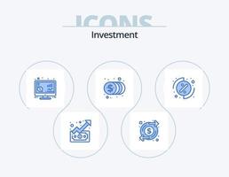 pack d'icônes d'investissement bleu 5 conception d'icônes. menu. argent. investissement. investissement. pièces de monnaie vecteur
