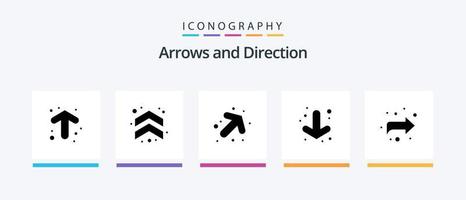 pack d'icônes flèche glyphe 5 comprenant. bas. droite. conception d'icônes créatives vecteur