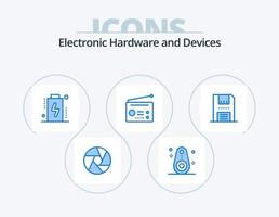 appareils bleu icône pack 5 conception d'icônes. disque. technologie. batterie. radio. dispositifs vecteur