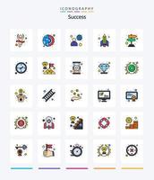 pack d'icônes rempli de 25 lignes de succès créatif tel que le tableau. succès. entreprise. fusée. utilisateur vecteur