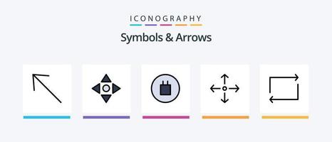 symboles et lignes de flèches remplies de 5 packs d'icônes comprenant. commencer. droite. flèche. conception d'icônes créatives vecteur