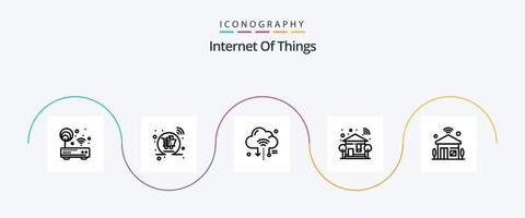 Pack d'icônes Internet des objets ligne 5, y compris le wifi. intelligent. achats. maison. nuage vecteur