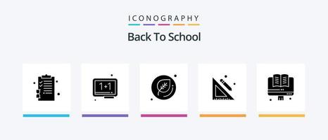 pack d'icônes de glyphe 5 de retour à l'école, y compris l'éducation. crayon. tableau blanc. école. éducation. conception d'icônes créatives vecteur