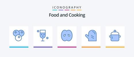 pack d'icônes de 5 aliments bleus, y compris le repas. nourriture. verre. boire. cuisine. conception d'icônes créatives vecteur