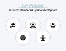 éléments commerciaux et symboles métaphores glyphe icône pack 5 conception d'icônes. communication. réunion. poker. connexion. déjeuner vecteur