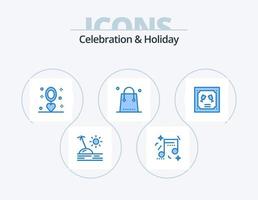 pack d'icônes bleues de célébration et de vacances 5 conception d'icônes. achats. événement. fête. Noël. mariage vecteur