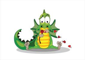 dragon tenant illustration vectorielle fleur vecteur