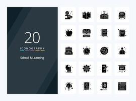 20 école et apprentissage icône de glyphe solide pour la présentation vecteur