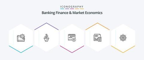 pack d'icônes de 25 lignes de finance bancaire et d'économie de marché, y compris le dollar. calendrier. entreprise. augmenter. croissance vecteur