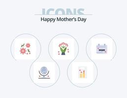 pack d'icônes plates heureuse fête des mères 5 conception d'icônes. . fleur. . maman vecteur