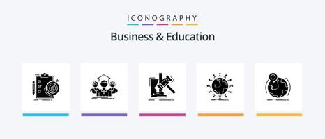 pack d'icônes glyphe 5 pour les affaires et l'éducation, y compris le réseau. mondial. groupe. loi. marteau. conception d'icônes créatives vecteur