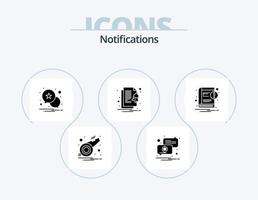 notifications glyph icon pack 5 icon design. avis. livre. notification. notifier. déposer vecteur