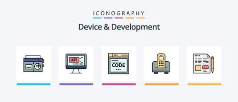 appareil et ligne de développement remplis de 5 packs d'icônes, y compris l'alimentation. électrique. partager . éducation. la toile. conception d'icônes créatives vecteur